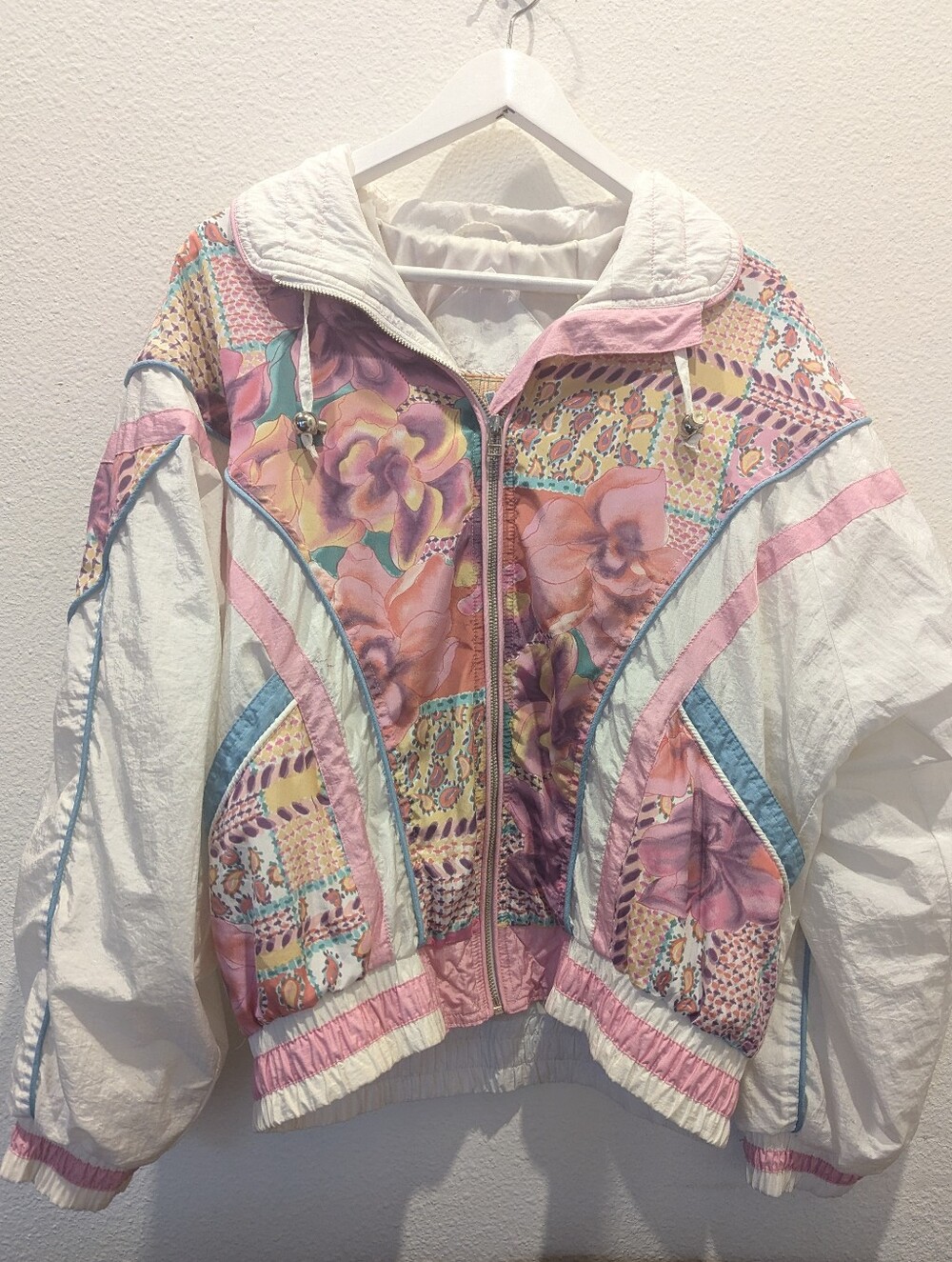Vintage 80s East West Floral Patchwork Windbreaker Jacket Small LN